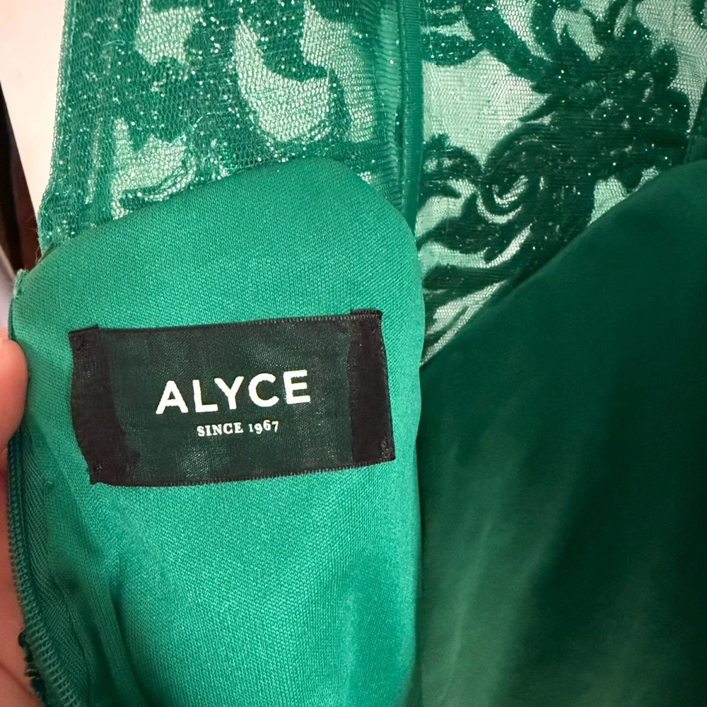Alyce Paris Vibrant Green Lace Dress - Picture 6 of 8